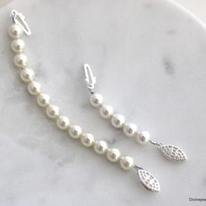 Extensor de collar de perlas, cierre de anzuelo de plata de ley, longitud ajustable, SS