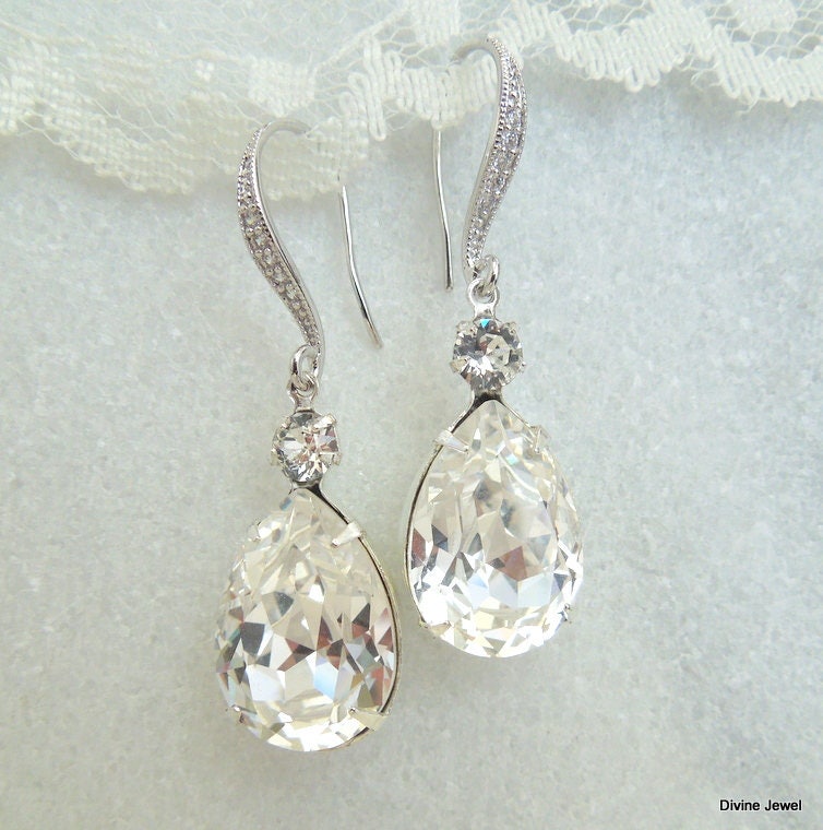 Bridal crystal earrings Swarovski crystal wedding Rhinestone | Etsy