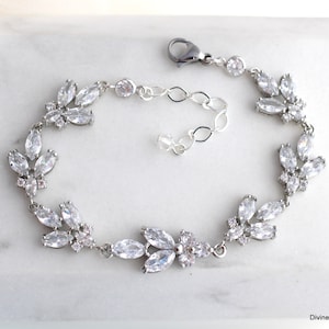 Cubic Zirconia Bridal Bracelet: Silver Wedding Jewelry