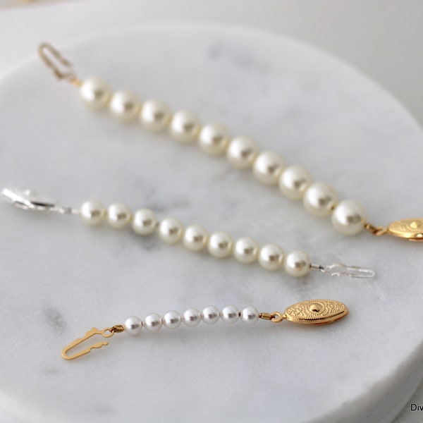 Pearl necklace extender, necklace extender, fish hook extender, adjustable necklace extender, pearl extension for necklace or bracelet