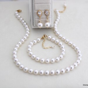 Braut Schmuck-Set, Perlenkette Braut, Brautjungfer Schmuck-Set, Perlen-Set Hochzeit, Hochzeit Schmuck-Set, klassisches Schmuck-Set, Maudrey Bild 6