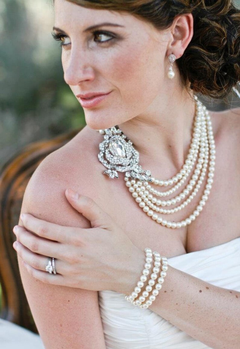 pearl and rhinestone wedding necklace