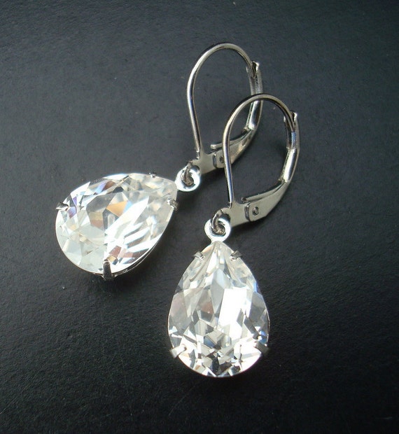 Swarovski crystal Bridal Earrings crystal earrings teardrop | Etsy
