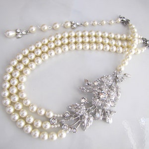 Pearl & Rhinestone Bridal Necklace: Statement Wedding Jewelry, Darcie