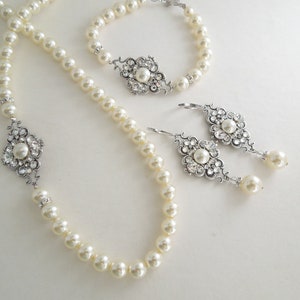 Pearl Bridal Earrings, wedding Rhinestone Earrings, Bridal Earrings chandelier, pearl earrings, Rhinestone Earrings, bridal jewelry, CLAUDE image 9