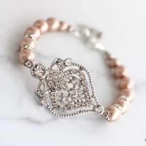 Bridal Pearl & Rhinestone Bracelet: Wedding Jewelry, STELLA