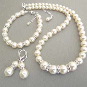 Pearl Bridal Jewelry Set: Necklace, Bracelet & Earrings - Bridal Jewelry, KRISTEN