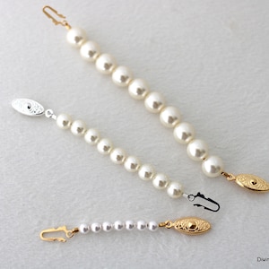 Pearl necklace extender, necklace extender, fish hook extender, adjustable necklace extender, pearl extension for necklace or bracelet image 1
