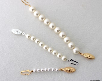 Pearl necklace extender, necklace extender, fish hook extender, adjustable necklace extender, pearl extension for necklace or bracelet 01