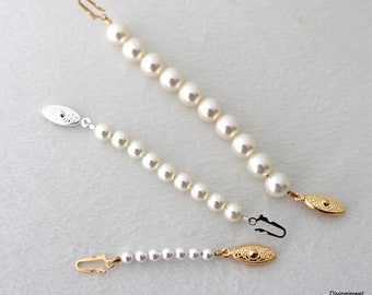 Pearl necklace extender, necklace extender, fish hook extender, adjustable necklace extender, pearl extension for necklace or bracelet