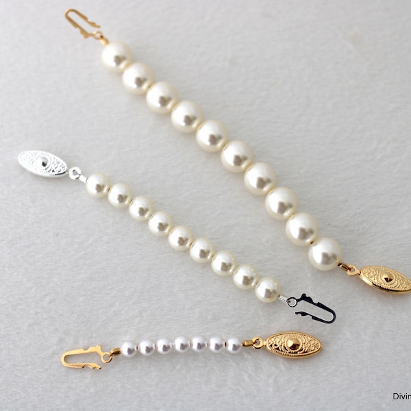 Pearl necklace extender, necklace extender, fish hook extender, adjustable necklace extender, pearl extension for necklace or bracelet