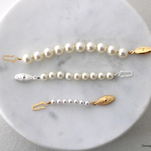 Pearl necklace extender, necklace extender, fish hook extender, adjustable necklace extender, pearl extension for necklace or bracelet zdjęcie 4