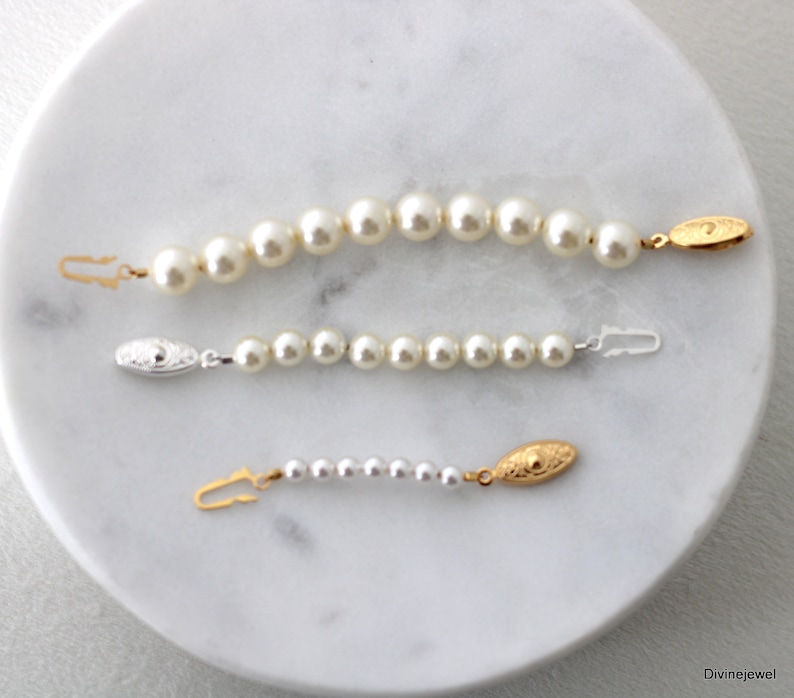 Pearl necklace extender, necklace extender, fish hook extender, adjustable necklace extender, pearl extension for necklace or bracelet image 4