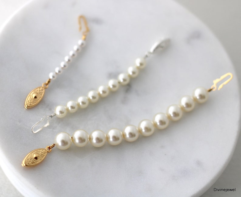Pearl necklace extender, necklace extender, fish hook extender, adjustable necklace extender, pearl extension for necklace or bracelet zdjęcie 9