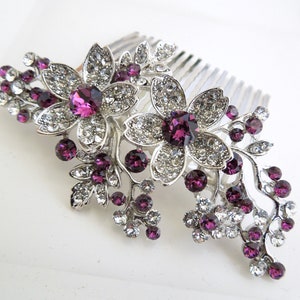 bridal hair comb, Wedding hair Comb, Wedding Hair Accessories, hair comb Vintage, purple crystal comb, bridal head piece, hair clip, RACHEL