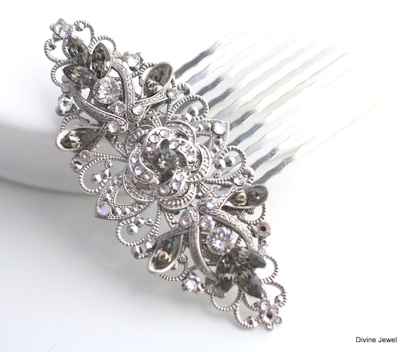 White and Silver Hair Styling Comb Accessory Bridal Flower Hair Comb, White Flower Wedding Headpiece  main image 4