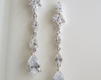 Bridal crystal earrings, Wedding Rhinestone Earrings, bridal earrings chandelier, bridal earrings, rhinestone Earrings, drop earrings, MARLA