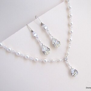 Braut Perlenkette Set, Kristall Teardrop Ohrringe Option, Layla Bild 5