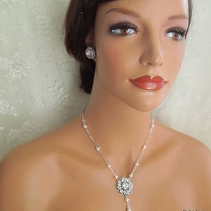 bridal Pearl Necklace, wedding Rhinestone Necklace, wedding necklace bridal jewelry, rhinestone necklace, pearl Necklace, pearl, COLLEEN image 6
