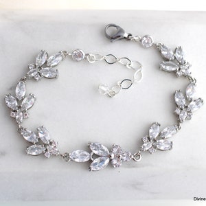 Zirkonia Braut Armband: Silberhochzeitsschmuck, Lorna