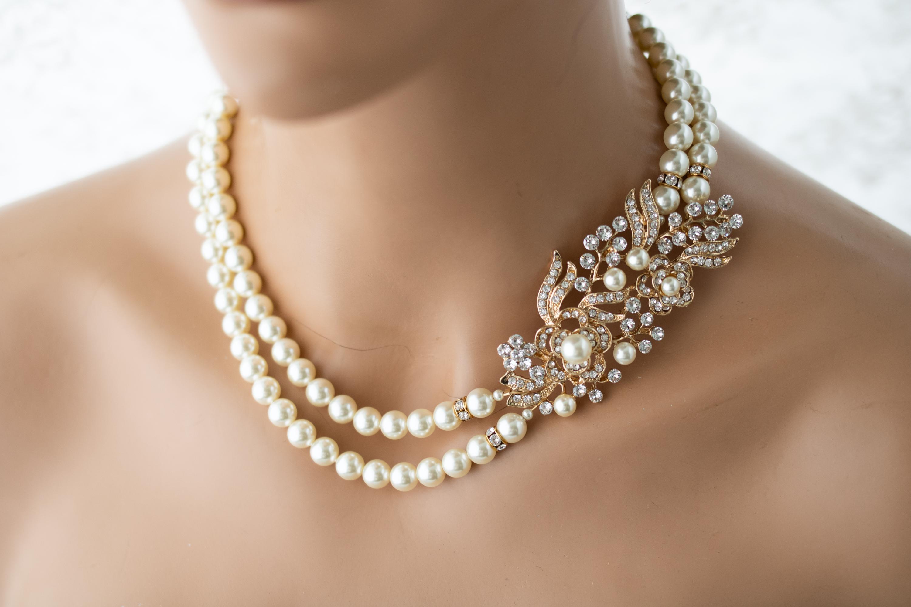 WEITAPYT Collana Perle Donna, Collana di Perle Finta 8mm, Collane Perle Bianche, Perfetta per Matrimoni, Accessori da Sposa e Feste di Compleanno