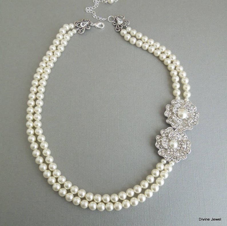 pearl and rhinestone wedding necklace