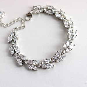 Cubic Zirconia Bridal Bracelet: Silver Wedding Jewelry, Lorna
