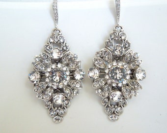 Bridal crystal Earrings, wedding Rhinestone earrings, bridal earrings Chandelier, dangle earrings, statement earrings, teardrop, COLLEEN