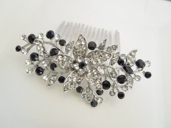black rhinestone hair comb