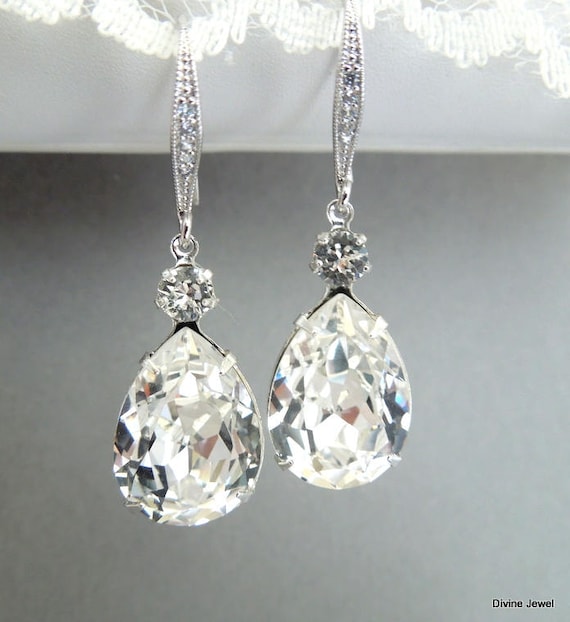 Bridal Crystal Earrings Wedding Rhinestone Earrings - Etsy