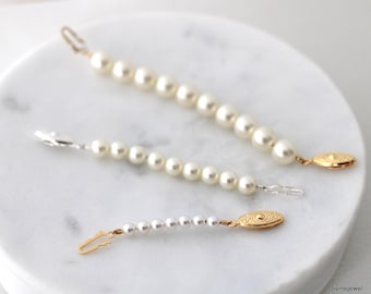 Pearl Necklace Extender: Adjustable Length, Fish Hook Clasp, Silver or Gold 13x7mm