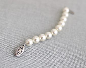 Pearl Necklace Extender: Adjustable Length, 14kt Gold Filled Silver Fish Hook Clasp, 11x6mm