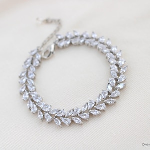 Cubic Zirconia Bridal Bracelet: Silver Wedding Jewelry, Rita