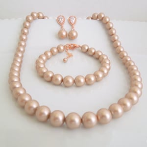 bridal jewelry set, wedding jewelry set, bridesmaid jewelry set, pearl jewelry set, bridal necklace and earring set, pearl set, MAUDREY