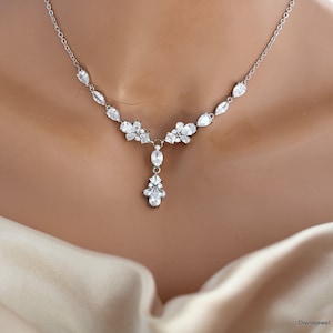 bridal necklace and earring set bridal jewelry set Bridal Necklace crystal wedding necklace bride crystal necklace set bridal jewelry CZ MIA