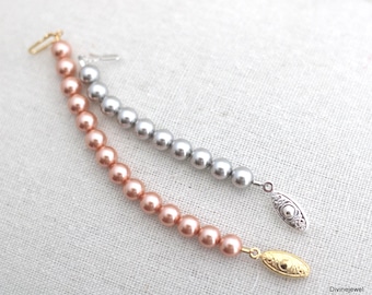 Pearl Necklace Extender: Adjustable Length, Fish Hook Clasp Gold or Silver 13x7mm