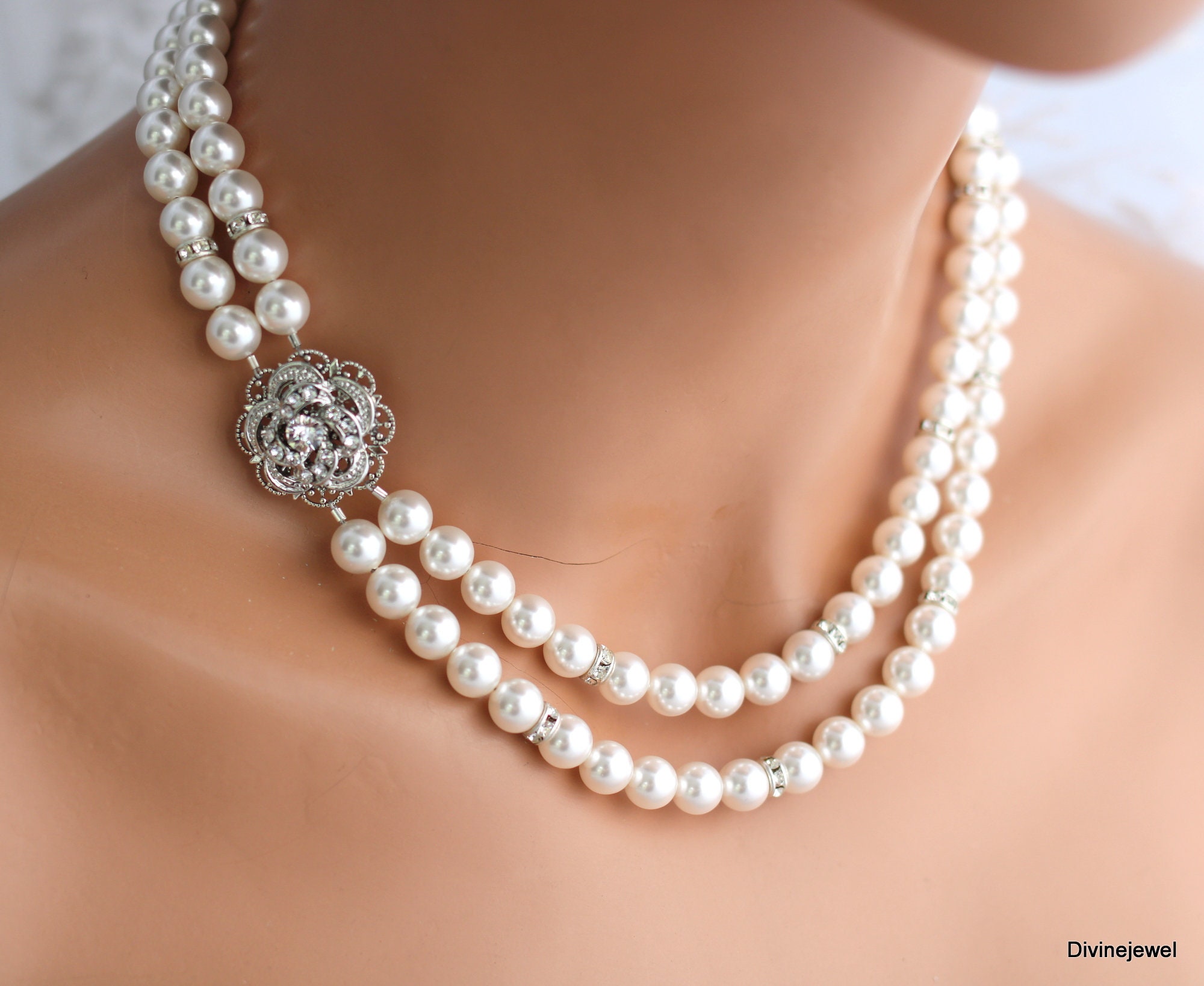 ネックレス・ペンダント wing bling 14k Reel U Ribbon Swarl Pearl Necklace Ribbon Necklace