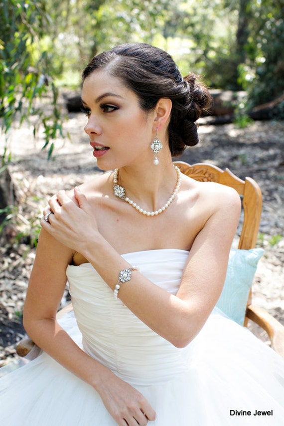 Reaky Set Sposa Con Collana E Orecchini In Cristallo E Argento - Gioielli Eleganti