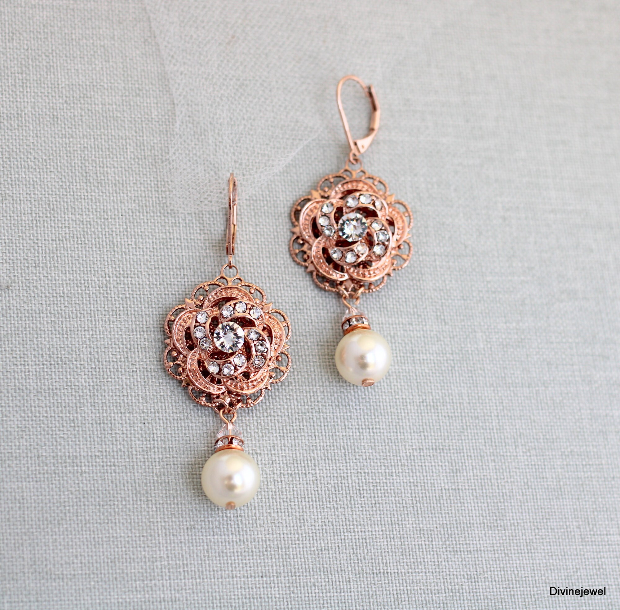 Pearl earrings for bride, dangle earrings pearl, statement earrings bridal, wedding earrings bride, drop earrings bridal pearl, ROSELANI