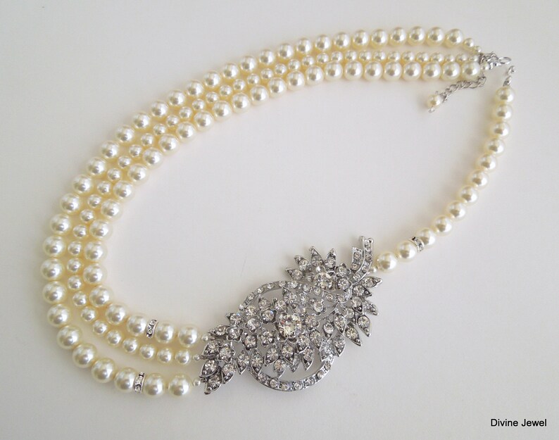 pearl and rhinestone wedding necklace