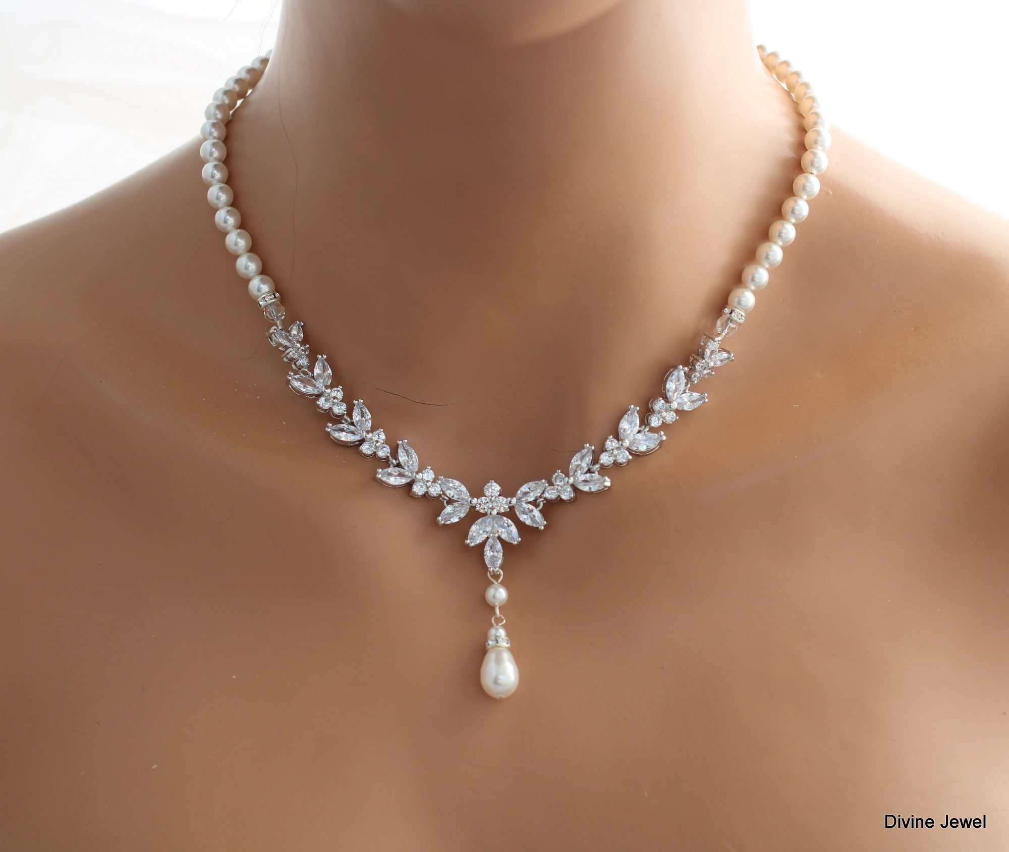 Reaky Set Di 2 Collane Con Perle E Strass Argento – Gioielli Da Sposa O Cerimonia – Donna - 3