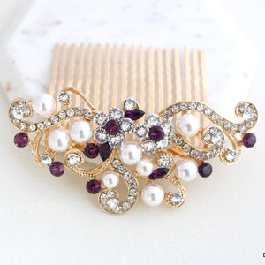 Gold Wedding Hair Comb: Pearl Rhinestone Bridal Hair Accessory, Kendra