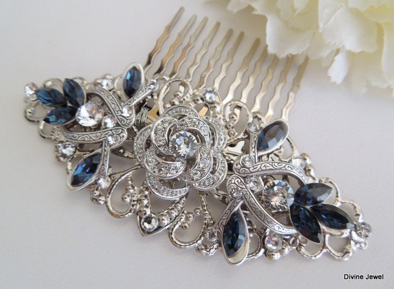 Crystal Bridal Hair Comb Wedding Hair Comb Something Blue  display picture 3
