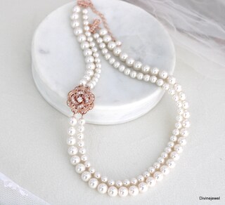 Purelei Collana Pearl Elegance A Doppio Strato – Perle Di Conchiglia Su Acciaio Inox Dorato, Oro Rosa O Argento