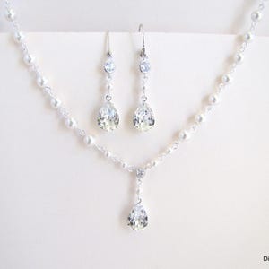 Braut Perlenkette Set, Kristall Teardrop Ohrringe Option, Layla Bild 4