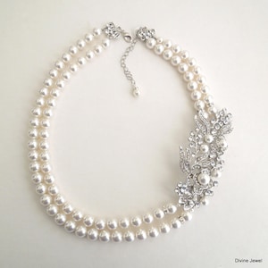 pearl necklace for bride, bridal Pearl Necklace, Pearl Necklace wedding, pearl necklace, wedding Necklace, Statement Necklace, pearl, ROSSE