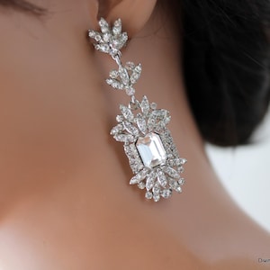Art Deco Crystal Chandelier Earrings: Vintage 1920s Style Bridal Jewelry