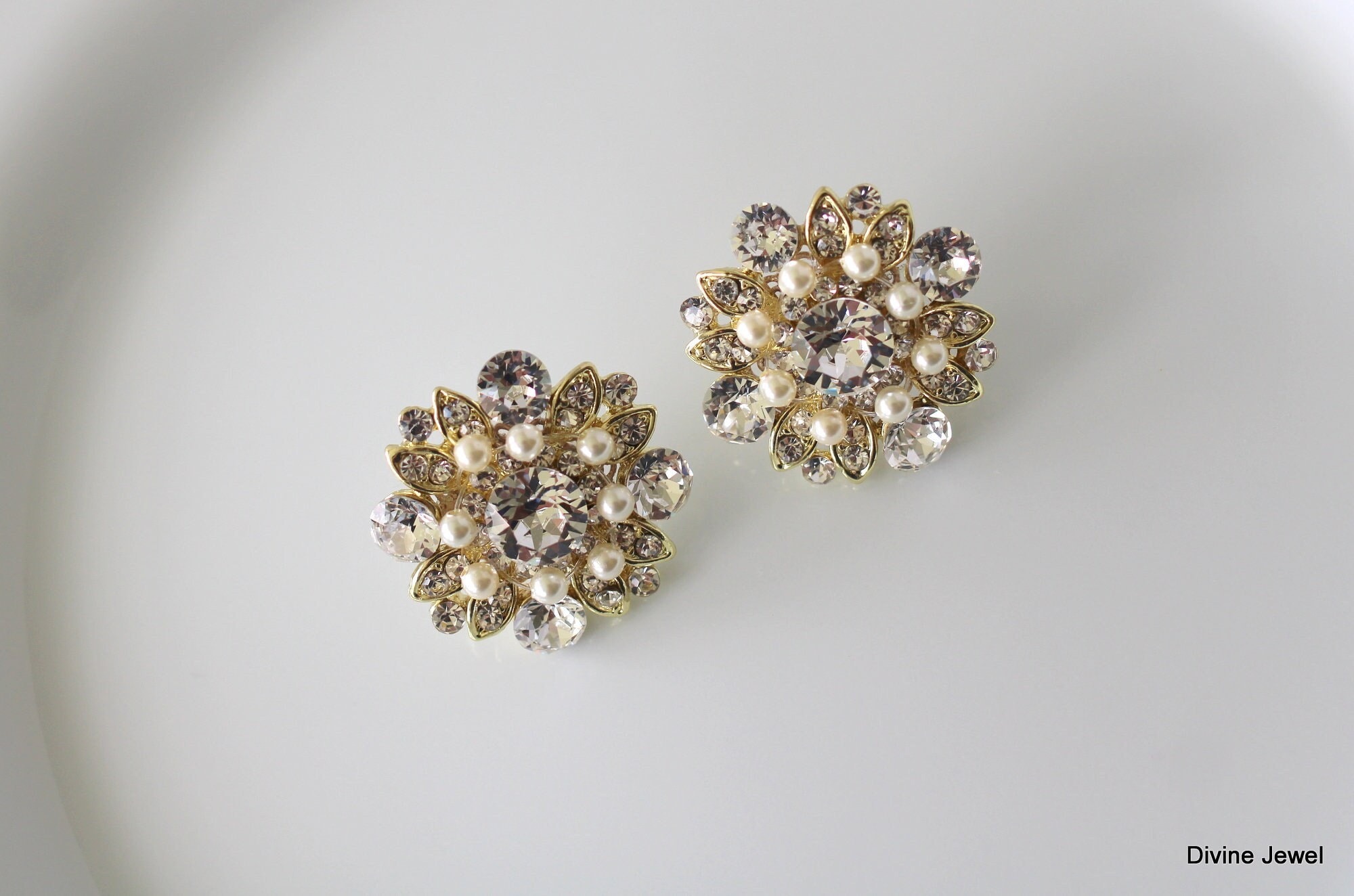 Gold Crystal Studs 