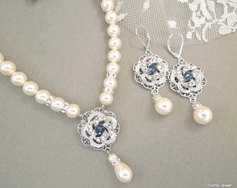 Brautschmuck-Set, Perlenkette für die Hochzeit, Hochzeitsschmuck-Set, Brautjungfernschmuck-Set, Brautschmuck-Set mit Halskette und Ohrringen, Perle, ROSELALI