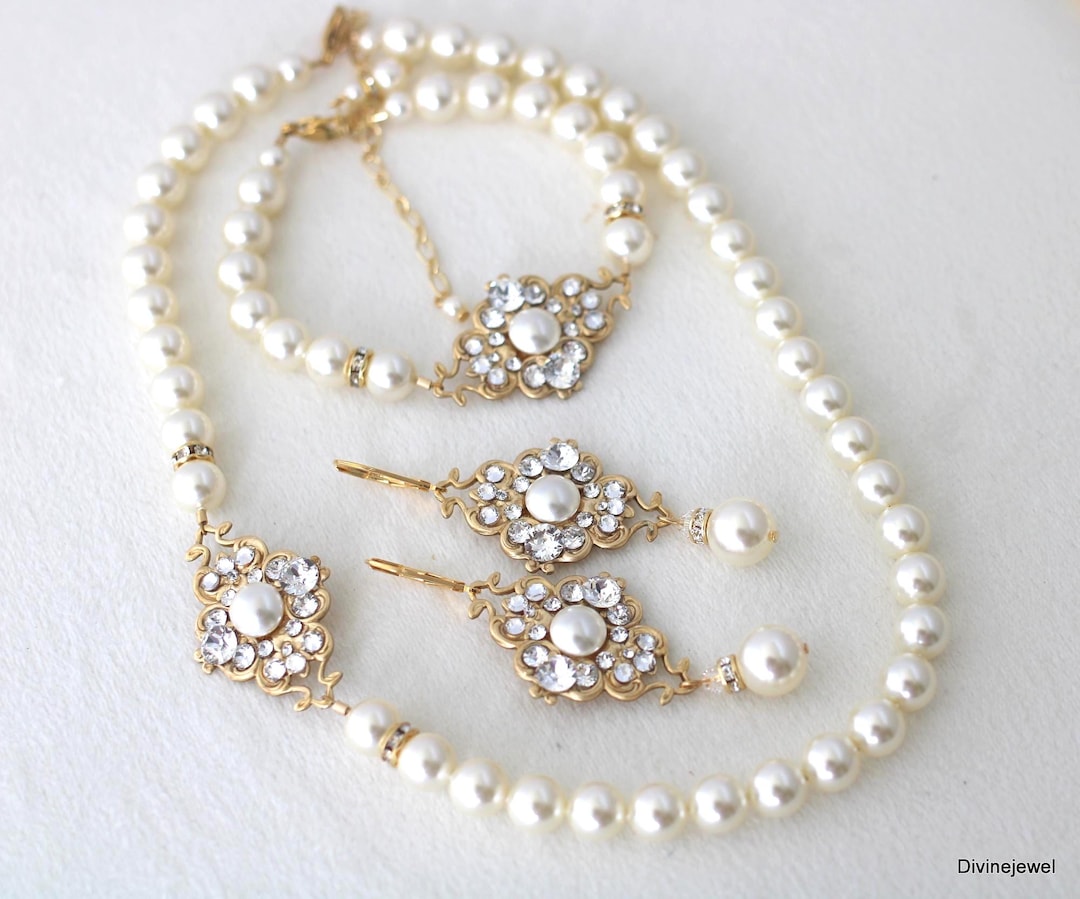 Set Gioielli Da Sposa Con Strass: Collana, Orecchini E Bracciale Cristalli Per Matrimonio E Damigelle